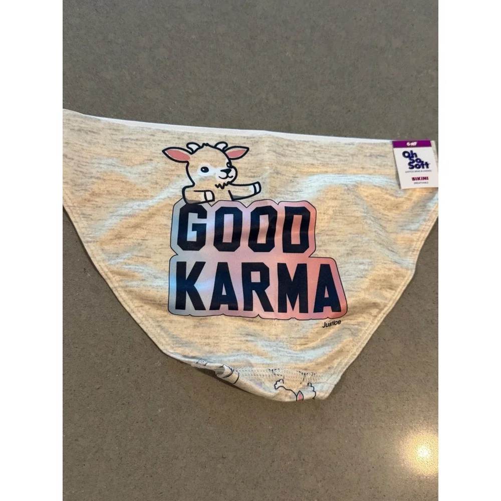 Justice Girls Oh So Soft Bikini Underwear Goat Yoga Karma Size 6 7‎